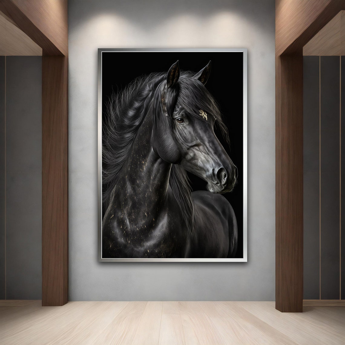 Black And Gold Horse Print Horse Wall Art Animal Animal Print Black Horse Black Horse Print - Image 5