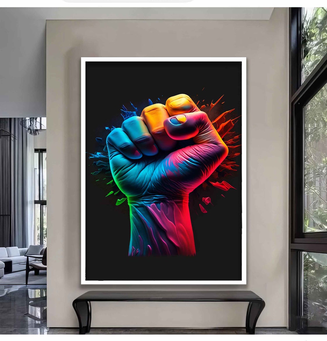 Fist Wall Art Colorful Fist Painting Fist Print Fist Wall Art Fist Fist Modern - Image 4