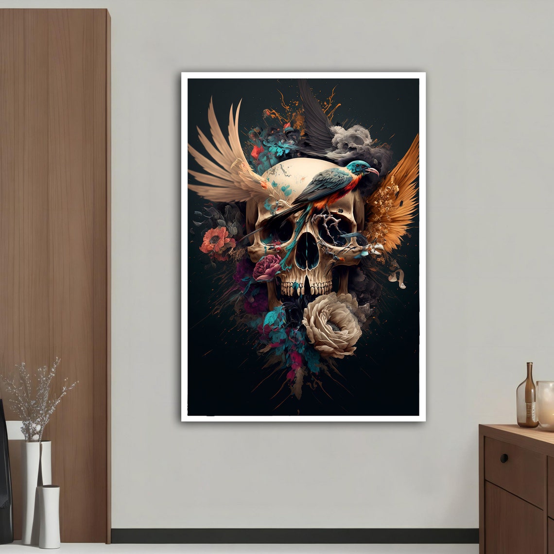 Skull Modern Wall Art Skull Wall Art Skull Skull Print Skull Wall Decor Skull Poster Skull Framed - Image 4