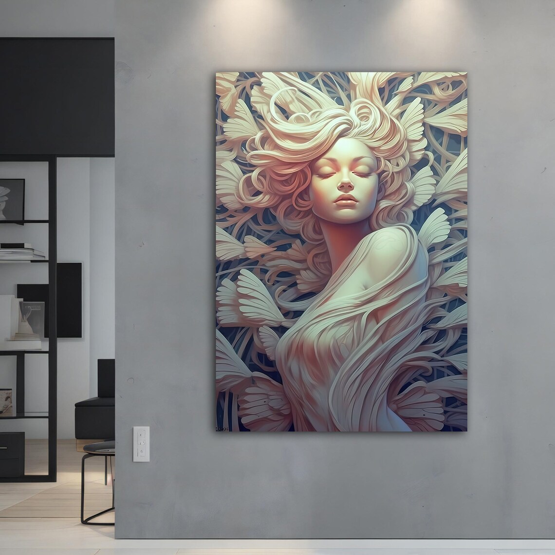 3d Looking Sculpture Woman Painting Beautiful Sculpture Woman Wall Art Woman Poster Framed Sculpture Woman Print - Image 4