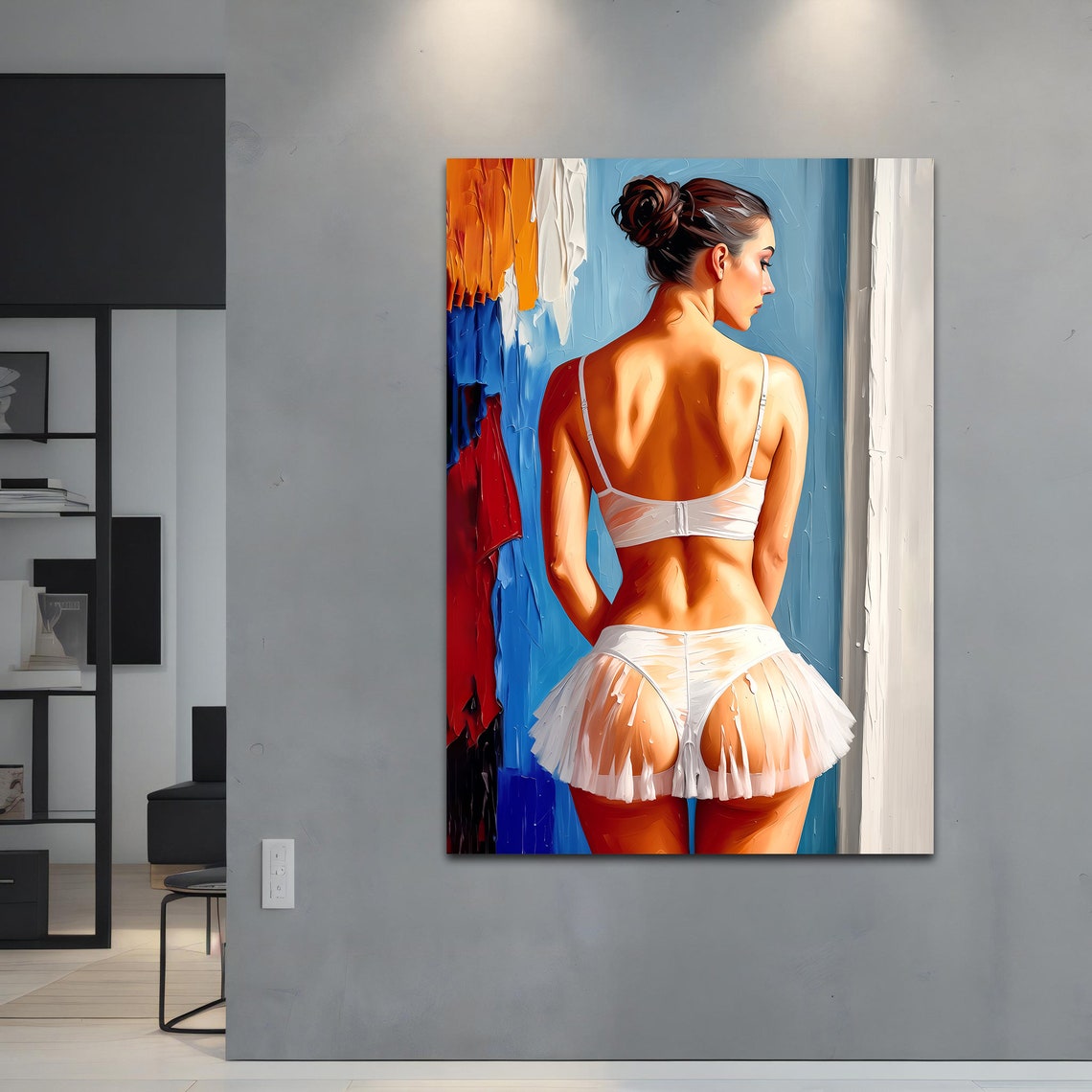 Ballerina Back View White Tutu Warm Light Elegant Dance Wall Print - Image 4