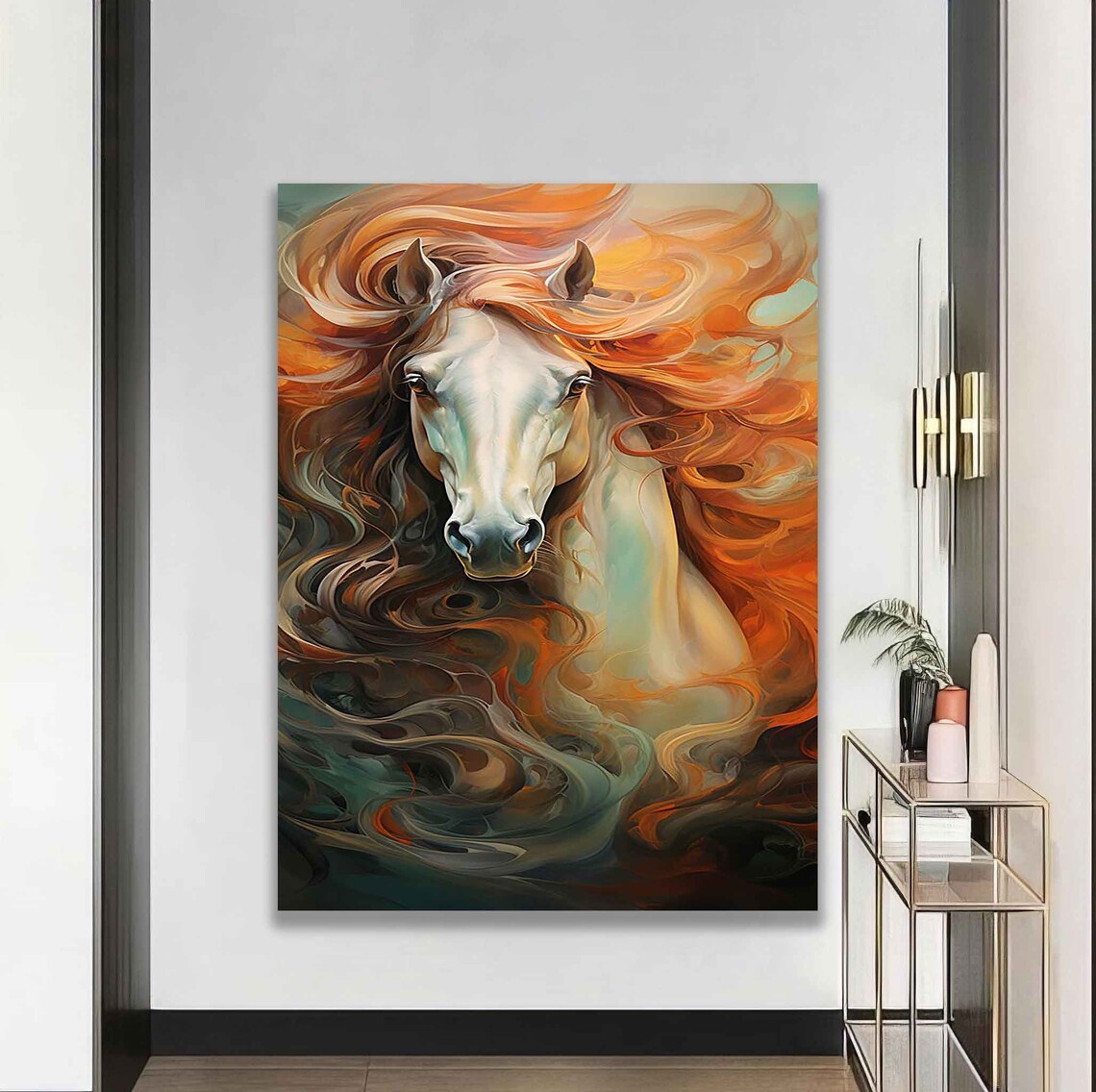 Horse Modern Wall Art Horse Wall Art White Horse Print Horse Painting Horse Wall Decor Animal Wall Art