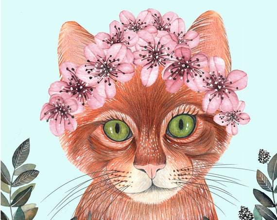 Kitten For Girl Room Cat Poster Playroom Nursery Kitty Wall Art Kids Illustration Baby Lover Gift
