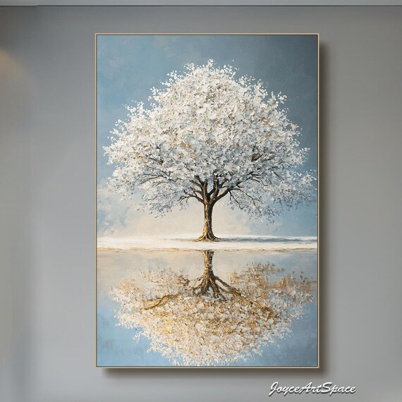 White Wall Art Oil Painting On Original Boho Wall Art Large Texture Wall Art Abstract Tree Wall Art Custom Wall Art Acrylic Painting