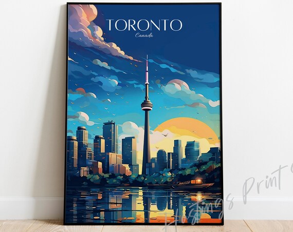 Toronto Canada Travel Poster Vintage Style Skyline Art Print