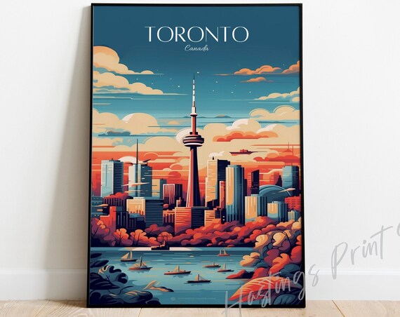 Toronto Canada Vintage Skyline Travel Poster
