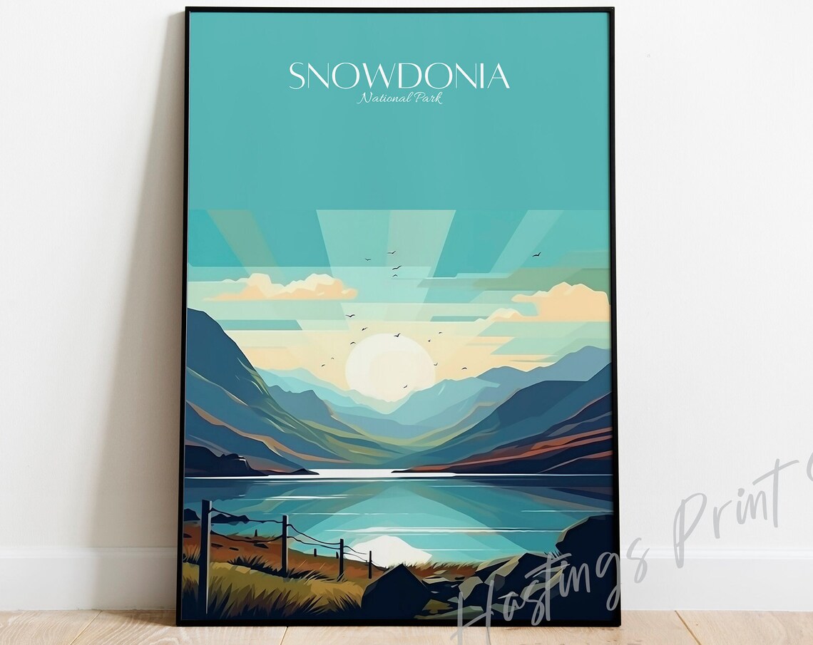 Snowdonia Wales Modern Vintage Travel Poster