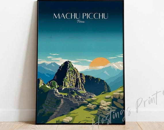 Machu Picchu Travel Poster Vintage Peru Art Print