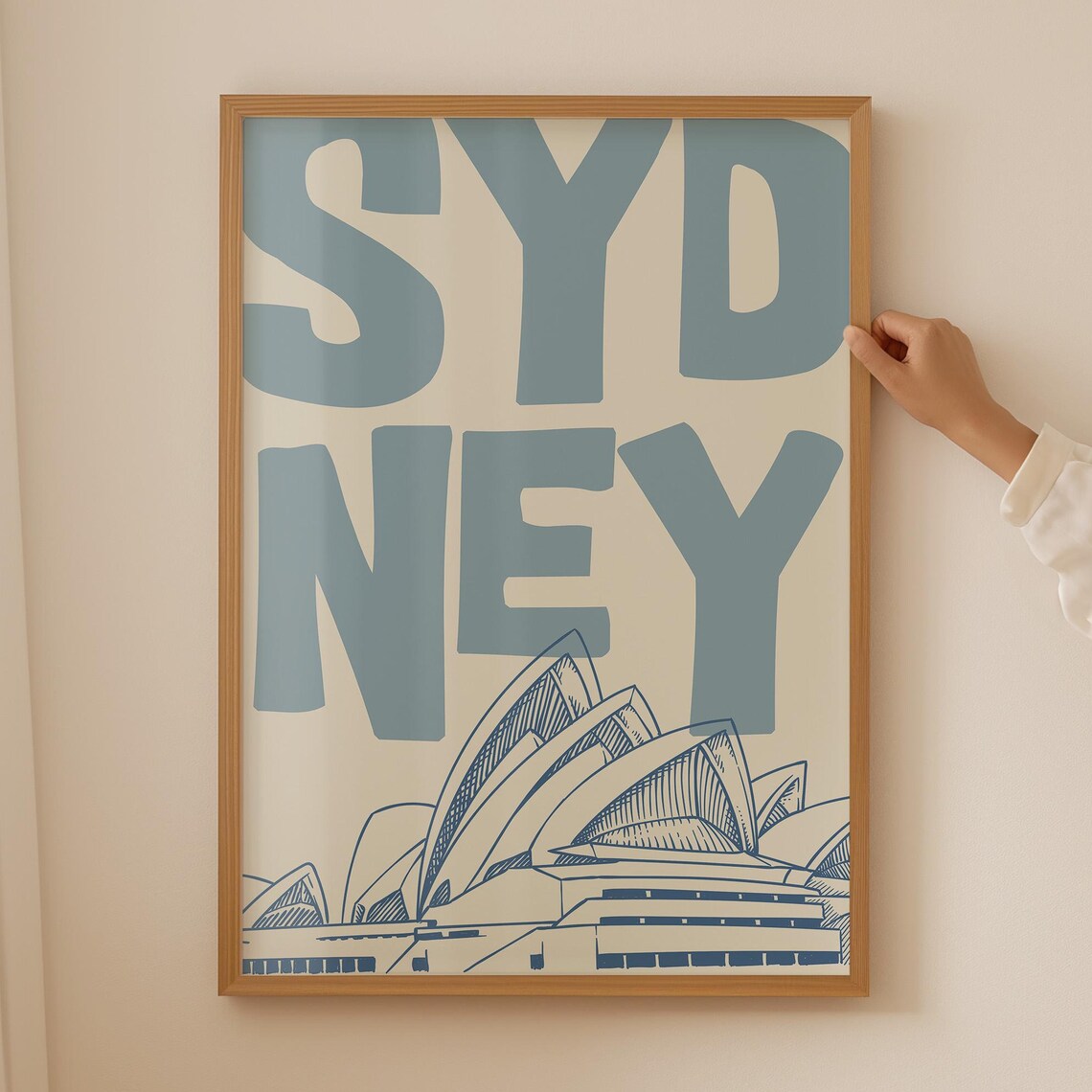 Sydney Opera House Vintage Blue Retro Travel Landmark Wall Poster
