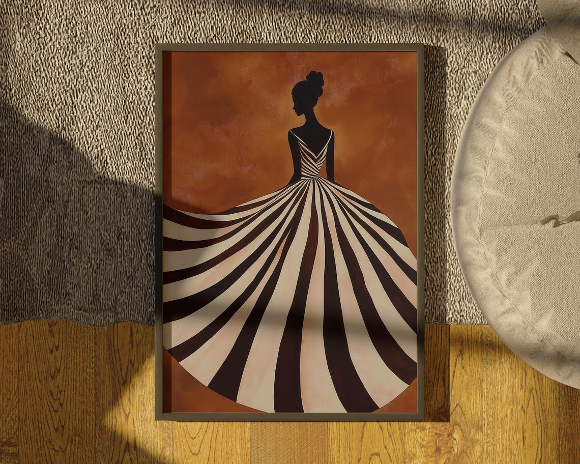 Abstract Dark Brown Striped Woman Poster - Image 3