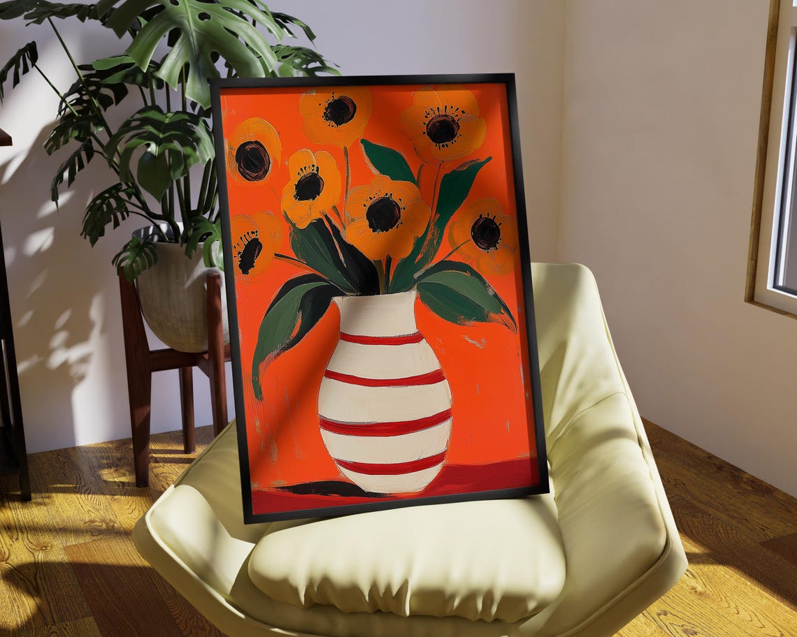 Abstract Poppy Bouquet - Modern Floral Art - Image 3