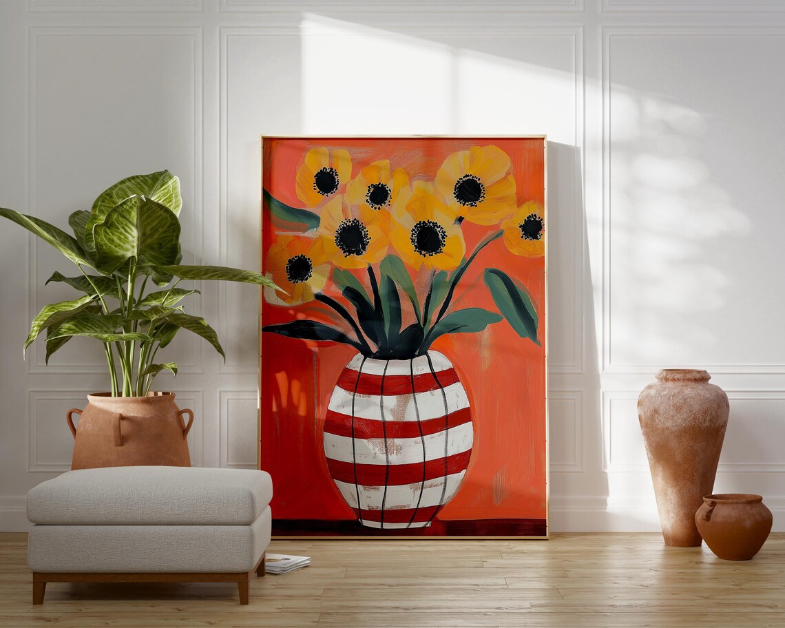 Abstract Poppy Bouquet Art Print, Modern Still Life - Image 4