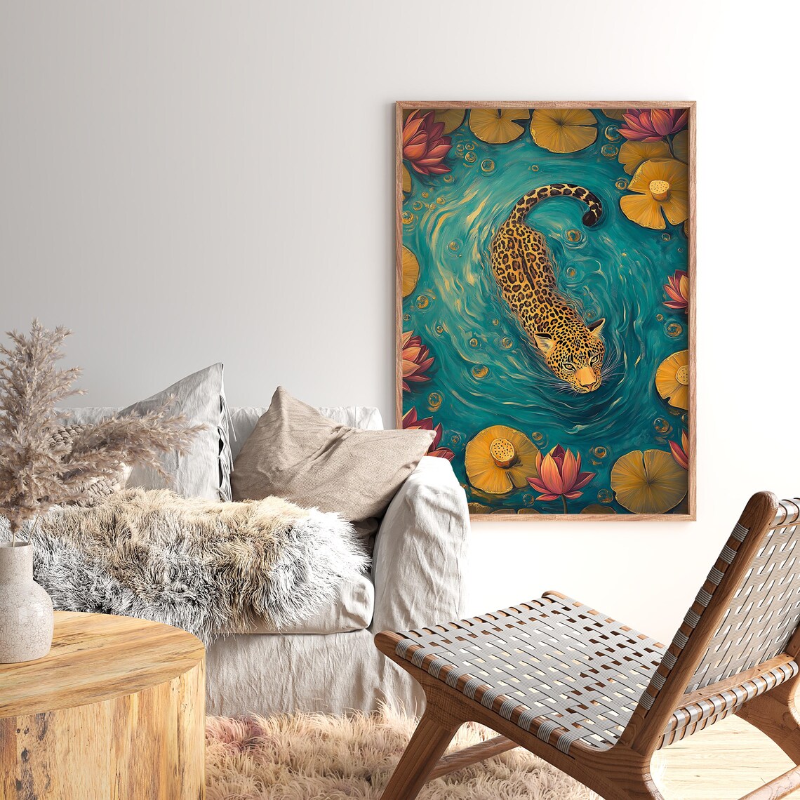 Swimming Leopard Poster, Maximalist Bathroom Decor - Image 2