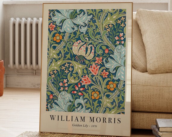 William Morris Golden Lily 1870 Floral Pattern Vintage Botanical Wall Art