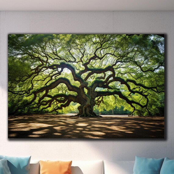 Angel Oak Tree Tempered Glass Print Wall Art Glass Printing South Carolina Historic Oak Tree Wall Decor Angel Oak Tree Wall Decor