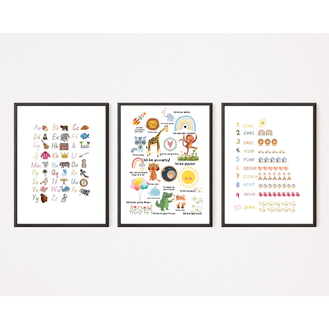 Abc Poster Childrens Room Letters Animals Preschool Wall Decor Learn Read Write Children - Image 4