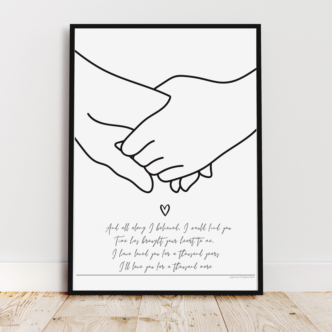 A Thousand Years Love Song Lyrics Poster with Holding Hands Art