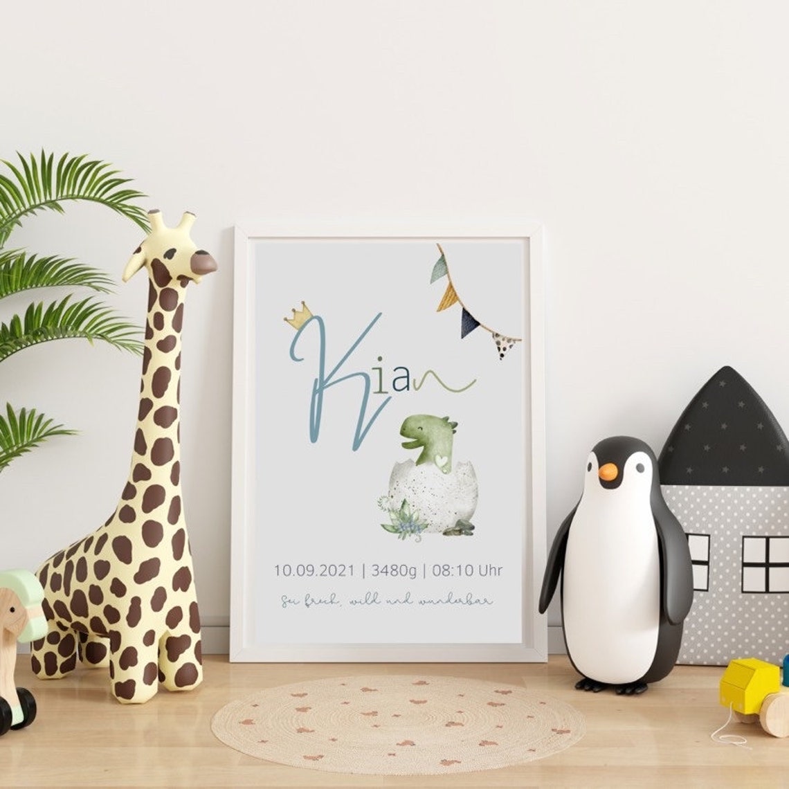 Personalized Birth Poster with Watercolor Deer for Baby Girl Nursery - Image 4