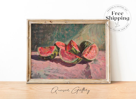 Watermelon Oil Painting, Country Kitchen Art Print