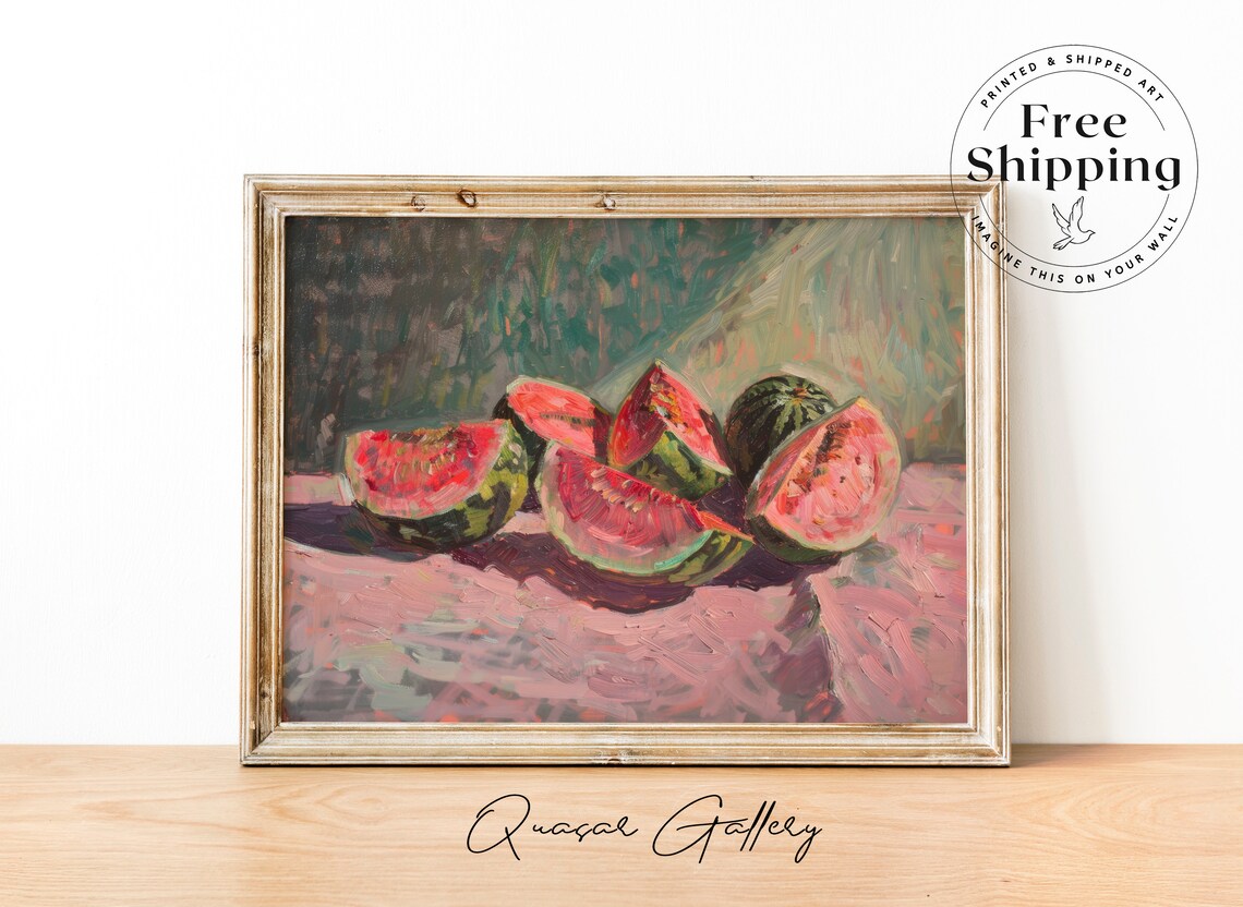 Watermelon Oil Painting, Country Kitchen Art Print