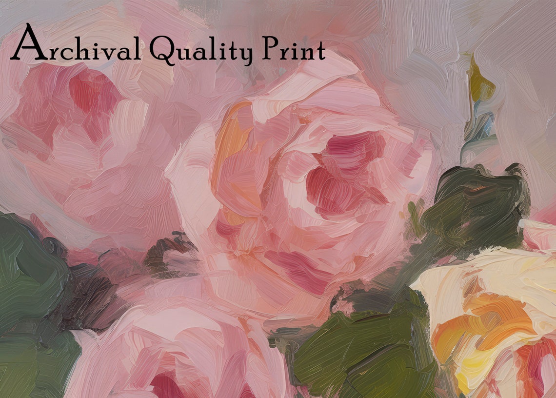 Pink Roses Art Print Flower Painting Of Pink Roses Vintage Girls Room Wall Decor Soft Pink Painting Teen Girl Room Decor - Image 4