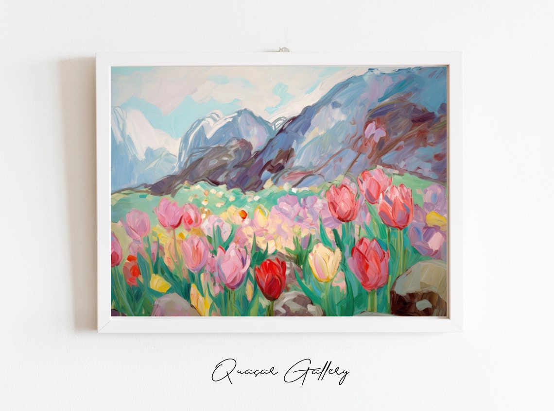 Tulip Floral Print, Botanical Wall Art for Bedroom - Image 2
