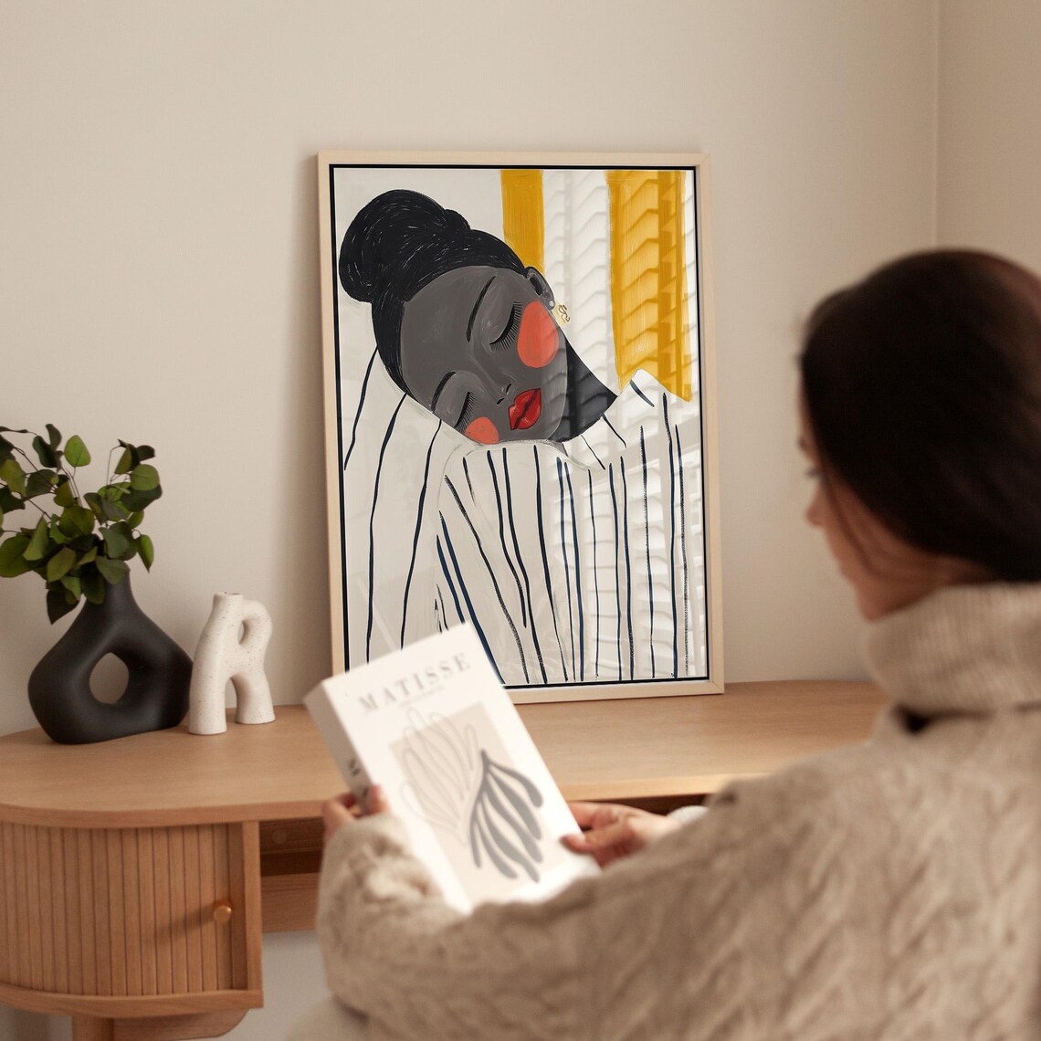 Sleeping Woman Portrait, Modern Abstract Art Print - Image 5