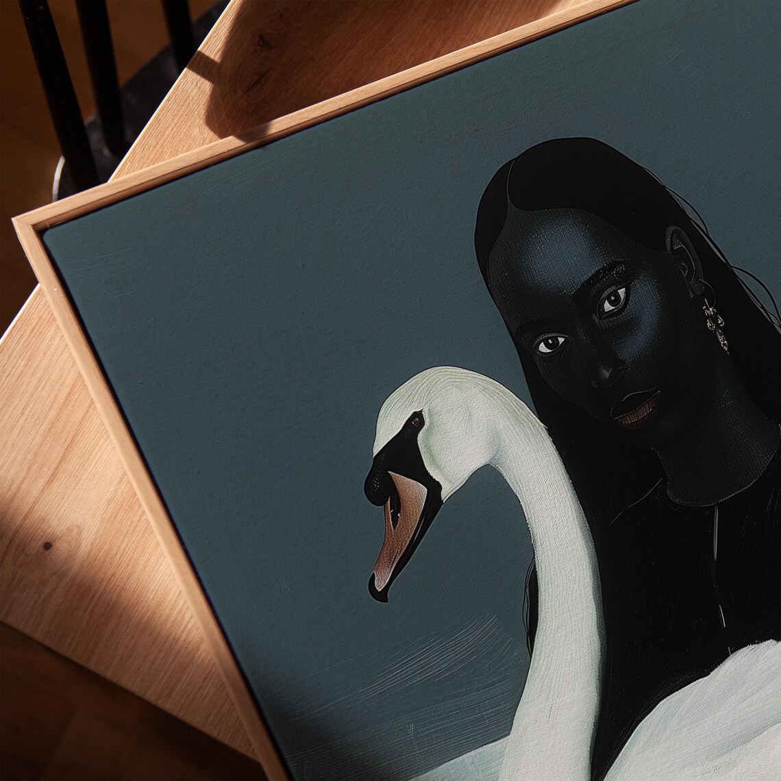 Abstract People with Swan, Nordic Wall Art Print - Image 2