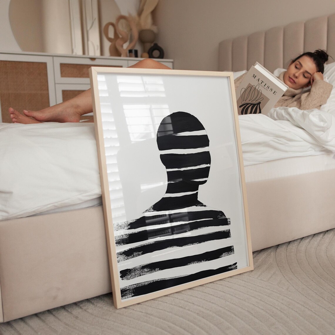 Abstract Black And White Portrait Minimalist Art Print