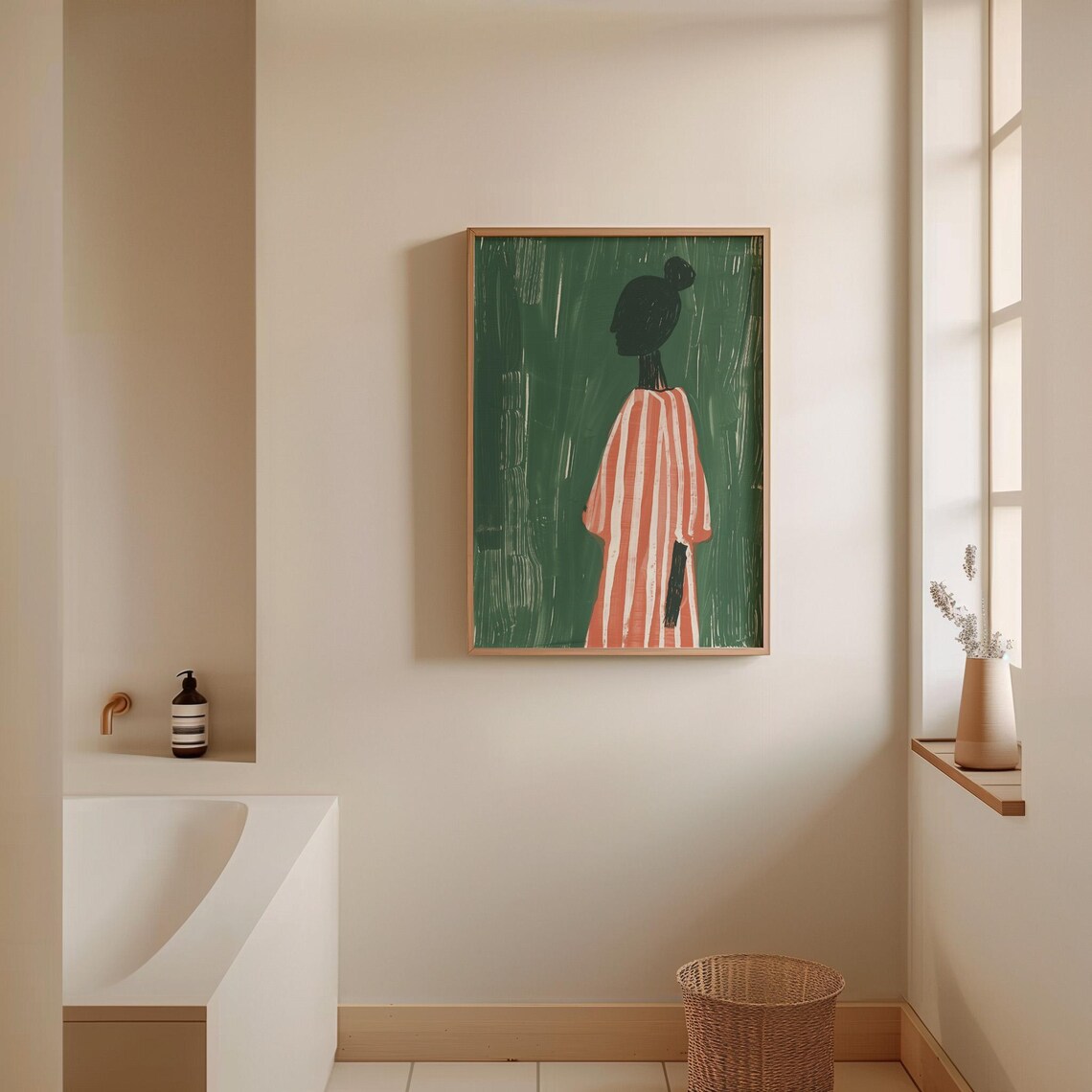Emerald Green Abstract People, Contemporary Wall Art Print - Image 3