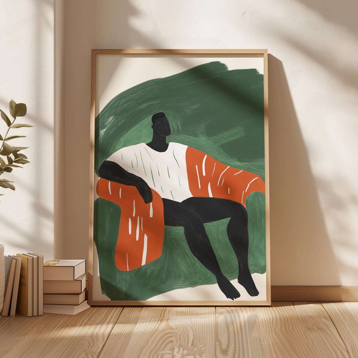 Modern Minimalist Man Print, Abstract Seated Figure