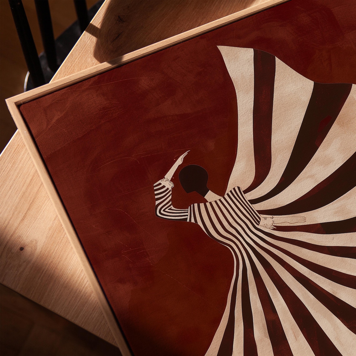 Abstract Woman Art Print, Minimalist Striped Dress - Image 3