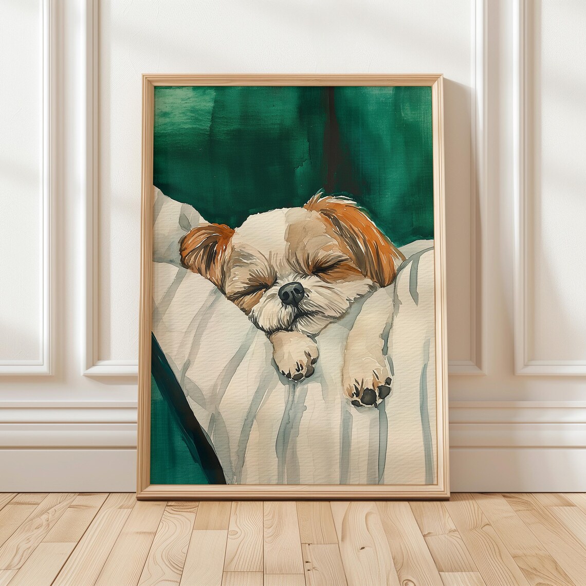 Sleeping Dog Watercolor Shih Tzu Art Print - Image 4