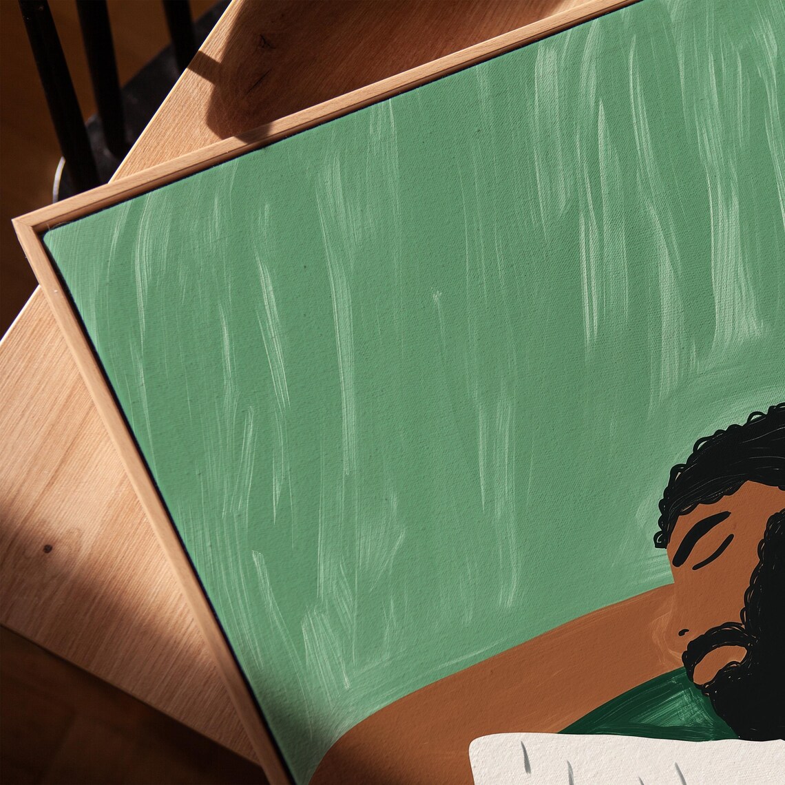 Minimalist Man Sleeping On Couch, Peaceful Portrait Art Print - Image 2