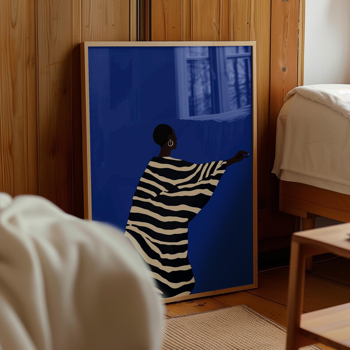 Electric Blue Abstract Woman Illustration Art Print - Image 4