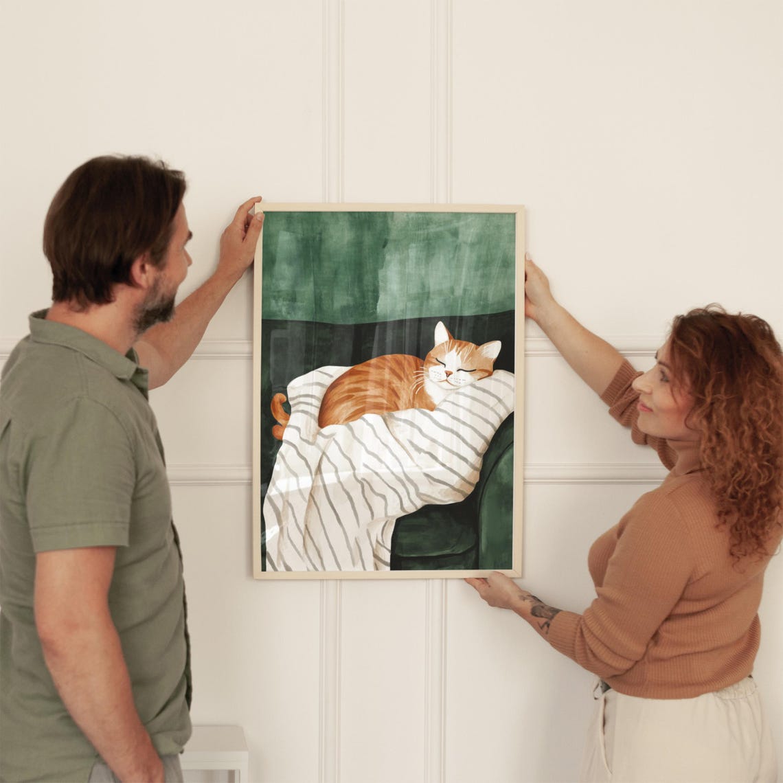 Orange Tabby Cat Art Print, Minimalist Feline Decor - Image 2