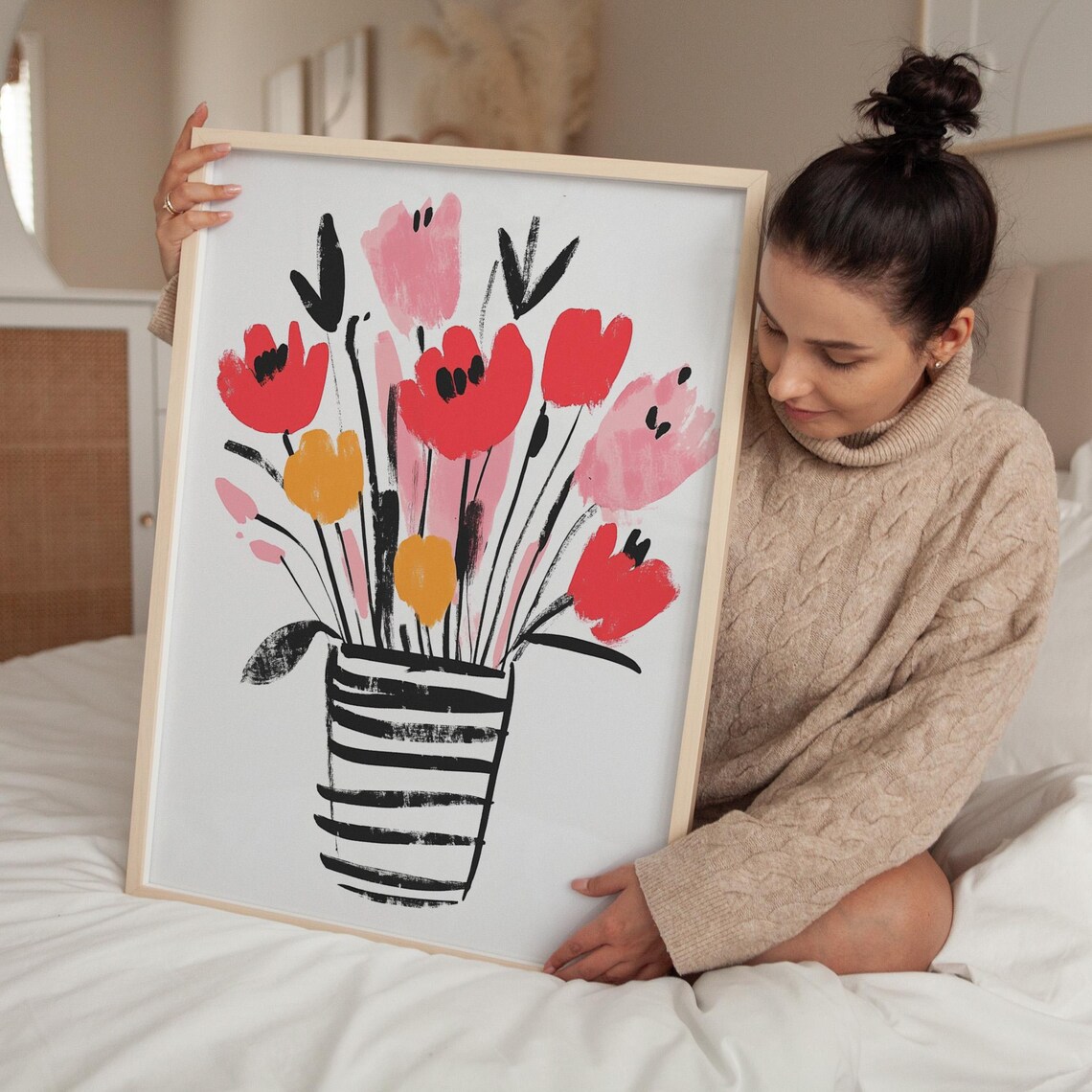 Vibrant Floral Bouquet Minimalist Botanical Art Print