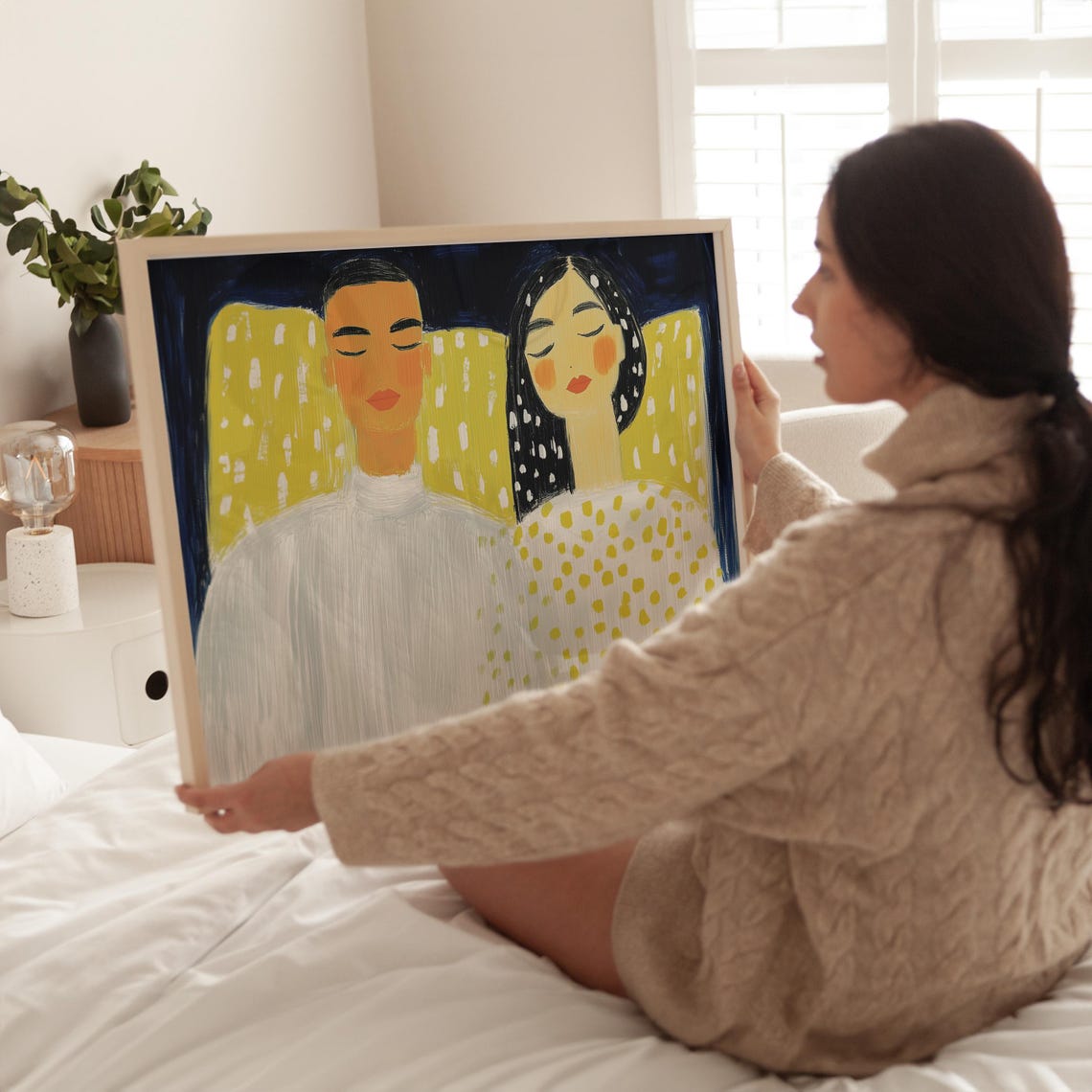 Two Women in White Before a Bright Yellow Polka Dot Field Poster - Image 5