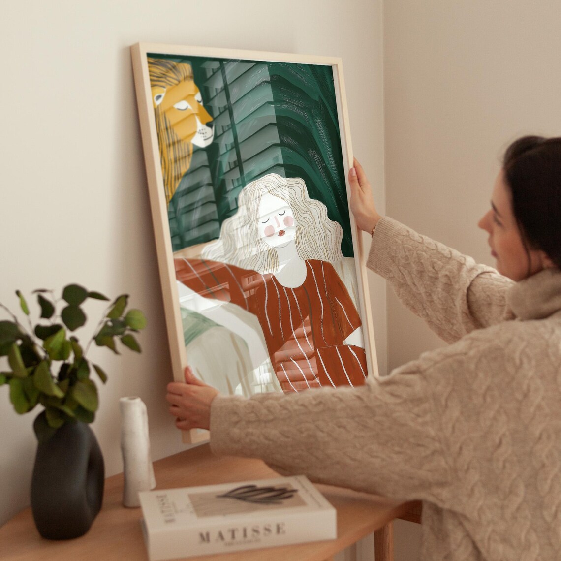 Woman And Lion, Minimalist Surreal Portrait - Image 6