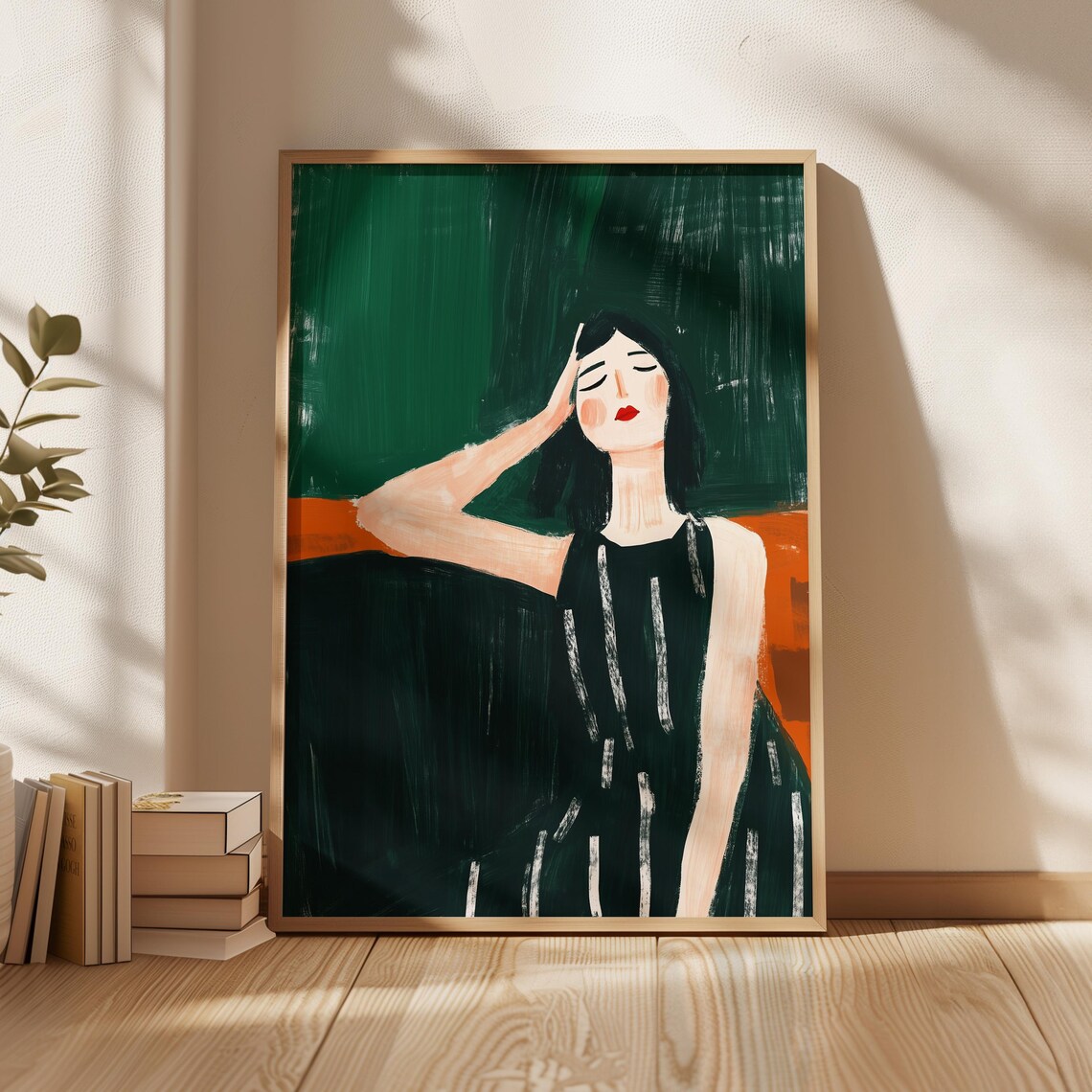Minimalist Woman In Black Dress, Feminine Portrait