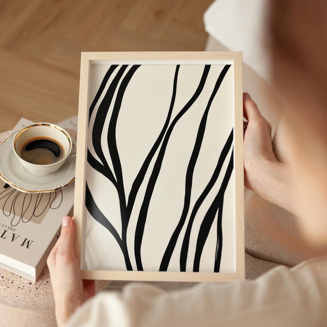 Minimalist Abstract Line Art, Modern Neutral Decor