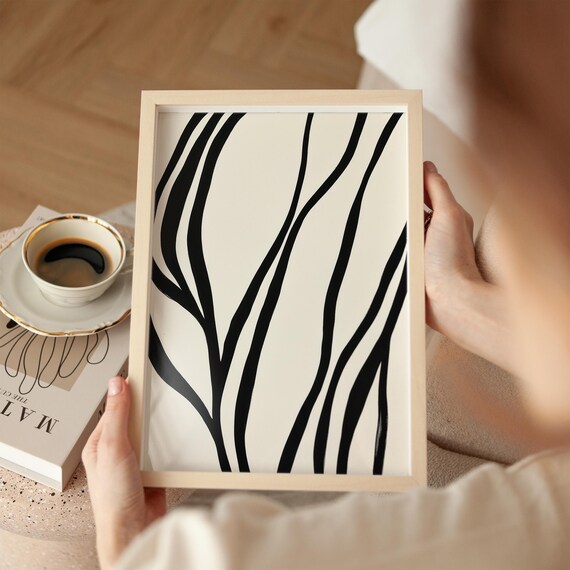 Minimalist Abstract Line Art, Modern Neutral Decor