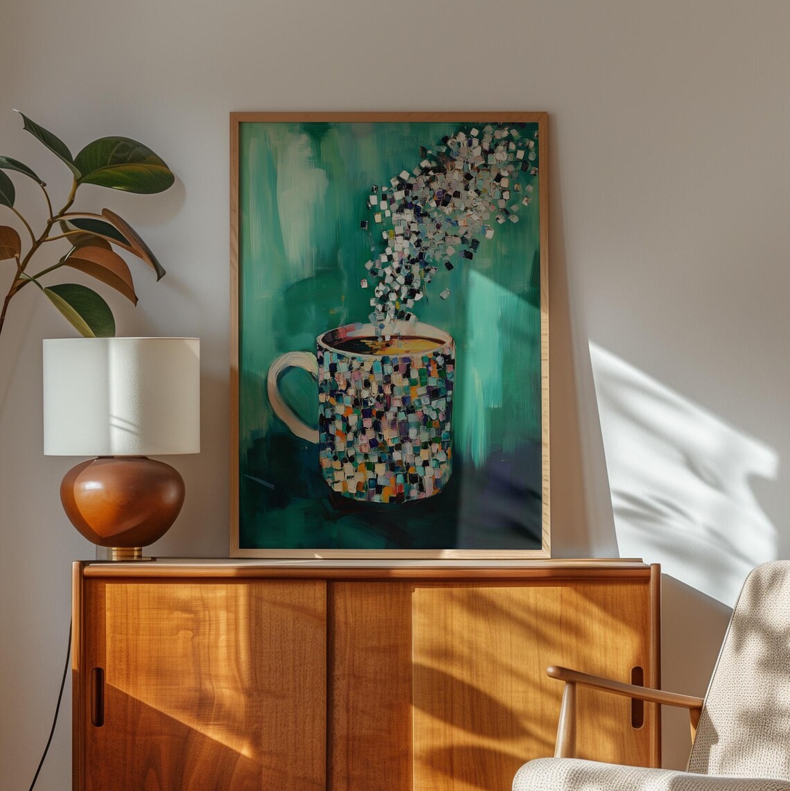 Colorful Mosaic Coffee Mug Abstract Steam Art - Image 3