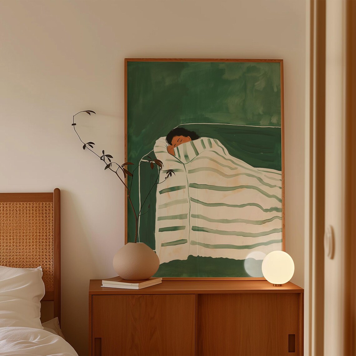 Emerald Green Abstract People Contemporary Wall Art Print - Image 3