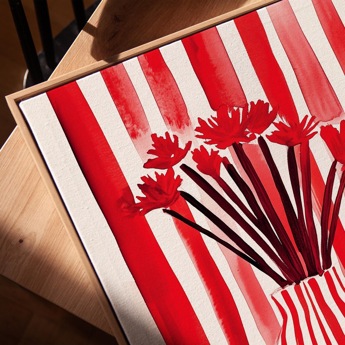 Bold Red Floral Vase Abstract Botanical Art Print - Image 6