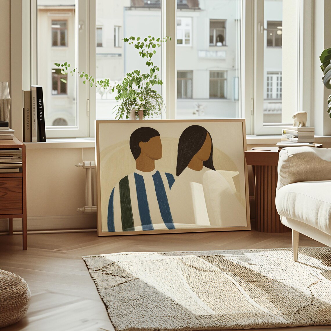 Minimalist Couple Portrait, Modern Love Illustration - Image 4