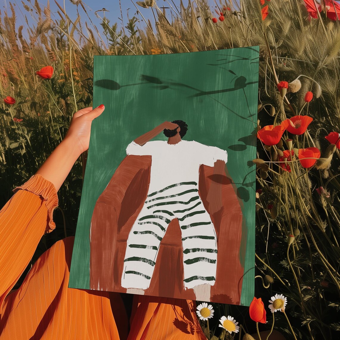Minimalist Man In Striped Pants, Modern Art Print - Image 6