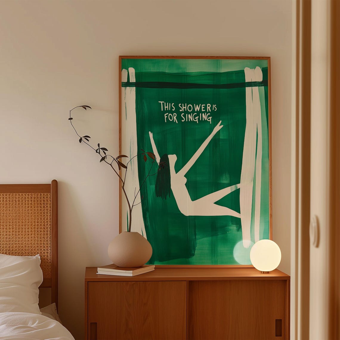 This Shower Is for Singing Emerald Green Bathroom Wall Poster - Image 2