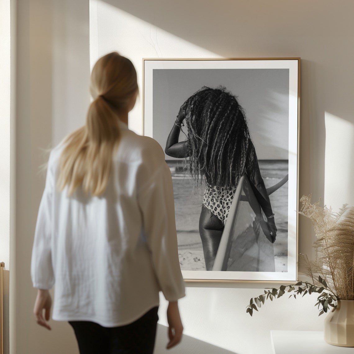 Beachside Contemplation Black And White Surfer Portrait Beach Black And White Prints Coastal Black And White Wall Art - Image 3