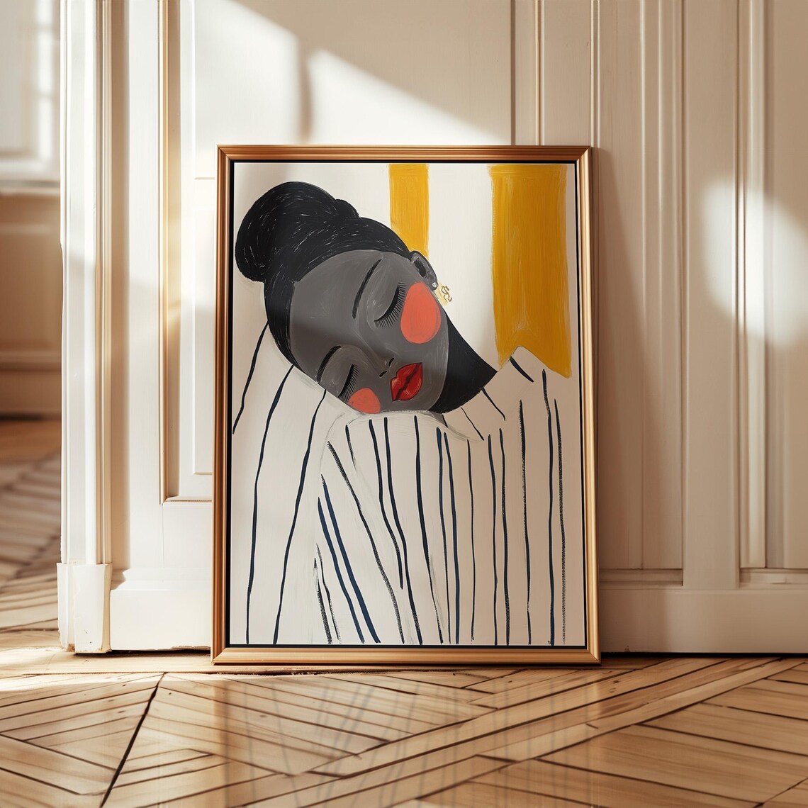 Sleeping Woman Portrait, Modern Abstract Art Print